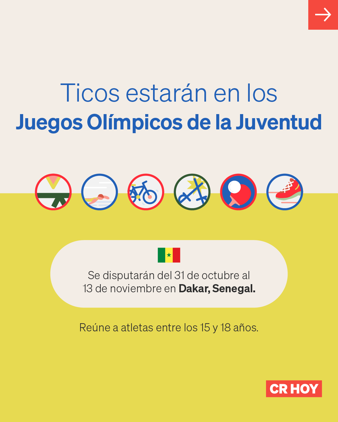 Costa Rica llevará nueve atletas y una selección a los Juegos Olímpicos de la Juventud