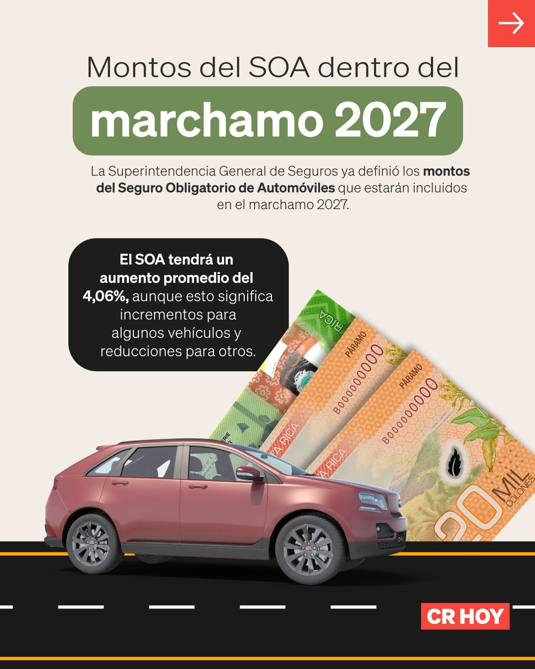 Marchamo 2027: tarifas del SOA subirán por aumento en accidentes