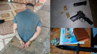 Detención del costarricense. Fotografías de la Policía Nacional de Panamá.