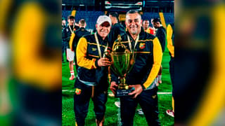 José Giacone celebrando uno de los títulos. Cortesía Herediano.