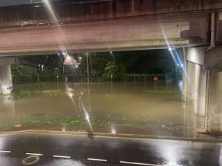 (Fotos) Cerrado paso frente a Derecho en la UCR debido a inundación