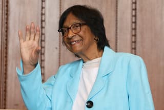 South African lawyer and champion of international law Navi Pillay is pictured after she was awarded the 2026 Nobel Peace Prize, on October 9, 2026 at the historic Courtroom 600 of Nuremberg's Palace of Justice, venue of the 1945-1946 Nuremberg Trials against leaders of defeated Nazi Germany, in Nuremberg, southern Germany, where she was attending the Nuremberg Forum 2026 conference of the International Nuremberg Principles Academy. The Nobel Peace Prize was awarded to South Africa's Navi Pillay, the judge who headed the Rwanda genocide tribunal and who last year presided over a UN commission which accused Israel of genocide in Gaza. Pillay, currently a judge on the International Court of Justice in a case where Myanmar also stands accused of genocide, has been "instrumental in ensuring that war crimes, crimes against humanity, and genocide are prosecuted," said Jorgen Watne Frydnes, the chair of the Norwegian Nobel Committee in Oslo. (Photo by Frank BOXLER / AFP)