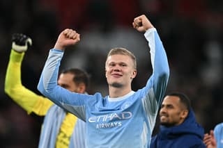 Erling Haaland celebrando en Anfield. (Photo by Paul ELLIS / AFP)