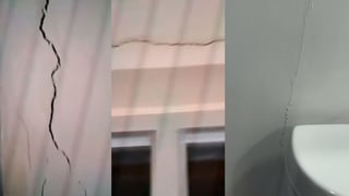 (Video) Temblores dejaron paredes agrietadas en edificio y casas