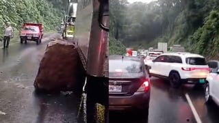 (Video) Choferes se salvan de ser impactados por piedras en ruta 32