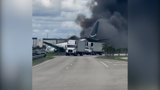 (Video) Avión de Amazon se incendia cerca de la pista del aeropuerto de Miami