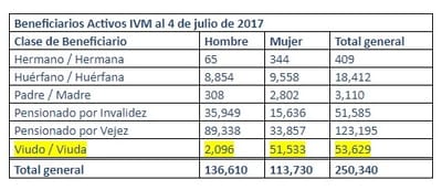 Beneficiarios por viudez al 4 de julio de 2017. (Clic para ampliar).