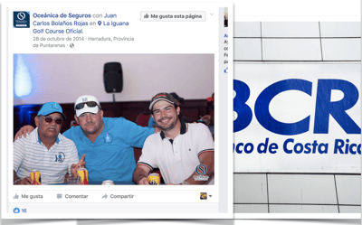 Foto publicada en el perfil oficial de la aseguradora Oceánica S.A. en 2014. Aparece Juan Carlos Bolaños Rojas y personeros de la entidad aseguradora.