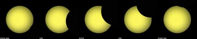 Así serían las fases del eclipse solar parcial que ocurrirá en Costa Rica el 21 de agosto. Imagen facilitada por José Villalobos