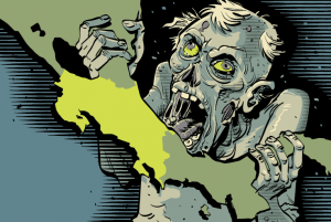 En Canadá empresas y activistas han exigido que se haga un pago a Costa Rica por el daño ambiental. (Ilustración de Remie Geoffroi contenida en Informe)