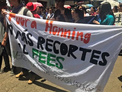 Estudiantes de las universidades manifestándose en San José contra recortes al FEES. (Archivo. CRH)