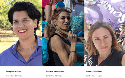 Margarita Salas, Daya Hernández y Jimena Caballero son las candidatas a diputadas. (Captura sitio web del partido)
