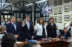 Magistrados de la Sala III durante la comparecencia en la Asamblea Legislativa en Noviembre anterior.