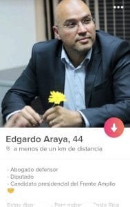 El candidato del Frente Amplio se volcó en Tinder para ganar votos. (Tomado de aplicación)