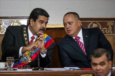 Nicolás Maduro, presidente de Venezuela y Diosdado Cabello, señalado por el Departamento del Tesoro de EE.UU. Archivo CRH/AFP