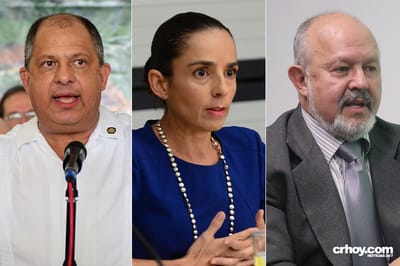 Expresidente Luis Guillermo Solís, procuradora de la ética interina Tatiana Gutiérrez y ex procurador de la ética Ronald Víquez