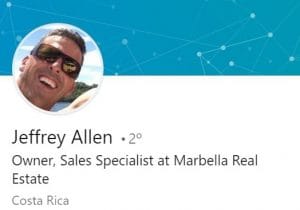 Jeffrey Allen se presenta como desarrollador de diversos proyectos en Marbella. No quiso atender consultas de este medio. (Imagen tomada de LinkedIn)
