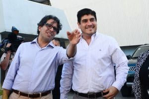 Exministro de educación Edgar Mora y el presidente arlos Alvarado. Foto: archivo CRH.