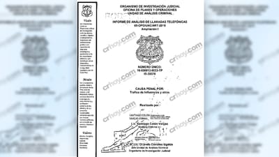 Informe del OIJ sobre llamadas entre Juan Carlos Bolaños, la expresidenta del BCR Paola Mora Tuminelli y el exgerente del BCR Mario Barrenechea Coto. CRH.