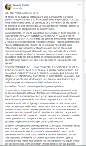 Publicación en redes sociales.
