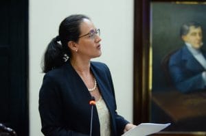 La jefa de fracción del PAC, Nielsen Pérez, dijo que mantendrán su posición durante la discusión del proyecto en el Plenario Legislativo. (CRH).