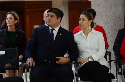 Presidente Carlos Alvarado y la Primera Dama, Claudia Dobles. Foto CRH