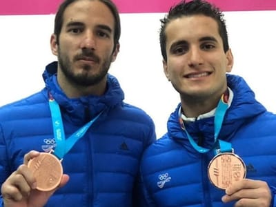 Andrés Acuña y Felipe Camacho ganaron bronce en Raquetbol. Foto: CON.