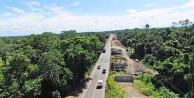 Imagen de las obras de construcción en la ruta 32, entre Río Frío y Limón. Cortesía MOPT