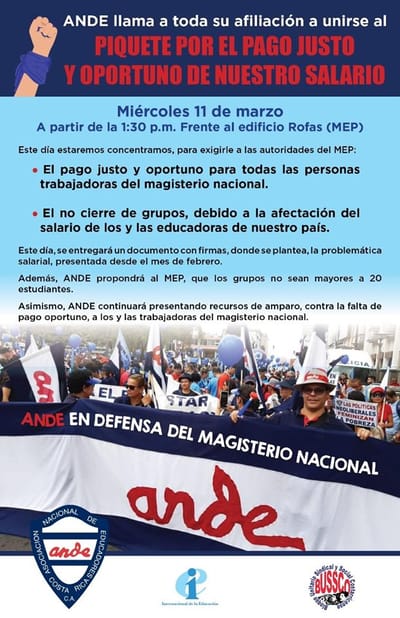 Convocatoria realizada por ANDE. Tomada de Facebook.