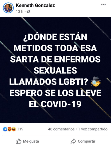 Comentario que borró el regidor suplente (Captura).