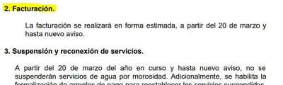 Captura de la directriz firmada por Manuel Salas, gerente del AyA.