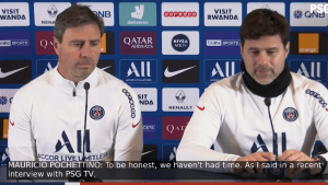 Pochettino y Miguel D'Agostino en la conferencia de prensa de este viernes 15 de enero.
