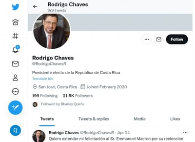 Cuenta del presidente en Twitter.