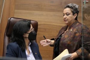 De pie, Carolina Delgado, diputada del PLN. (Archivo/CRH).