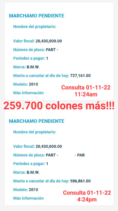 Denuncia de propietario de un BMW.