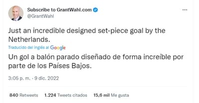 Último mensaje publicado por el periodista, durante el partido Argentina-Países Bajos. Twitter