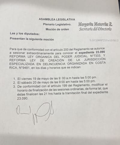 Esta moción será conocida en la sesión de la tarde