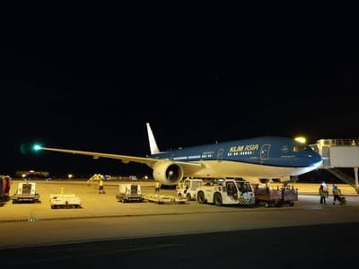 Llegada de un vuelo de KLM al aeropuerto Daniel Oduber en 2021. Casa Presidencial
