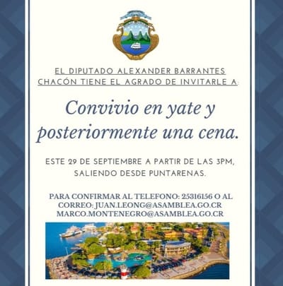 Esta es la invitación que circuló entre los legisladores. Foto cortesía.