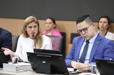Diputados Andrea Álvarez (PLN) y Carlos Felipe García (PUSC), Comisión para el Control del Ingreso y Gasto Públicos. (Asamblea Legislativa).