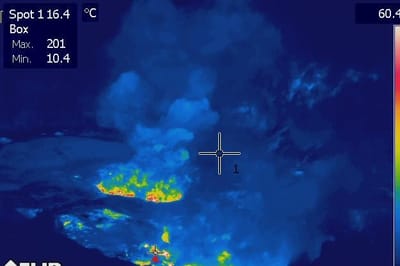 Imagen de las fumarolas del volcán Poás el 25 de marzo de 2024. Cortesía: Ovsicori
