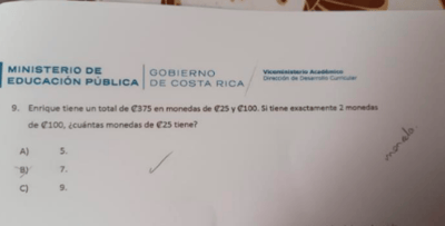 Muestra de un supuesto ítem de las pruebas que se aplicarán en primaria.