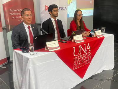 La presentación del estudio estuvo a cargo del director del Idespo-UNA, Norman Solórzano, el coordinador del programa Umbral Político, José Andrés Díaz y la investigadora Sindy Mora. Foto: cortesía.