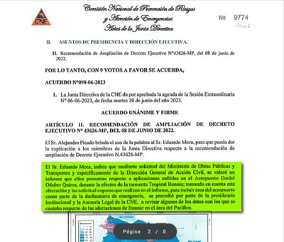 Copia del acta del 20 de junio de 2023, de la junta directiva de la CNE.