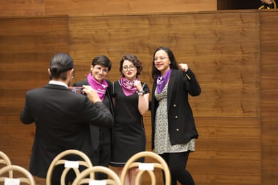 Las diputadas del FA también portaron pañuelos. Foto: Asamblea.