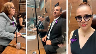 Los diputados del PLN portaron los lazos morados. Foto: cortesía.