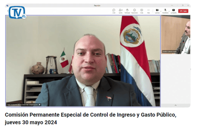 El embajador Pablo H Abarca, compareció de forma virtual desde México.