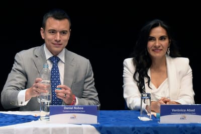 Daniel Noboa y Verónica Abad (AFP)
