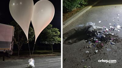 Corea del Norte envió globos llenos de basura a Corea del Sur.