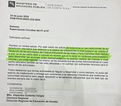 Circular del MEP.
